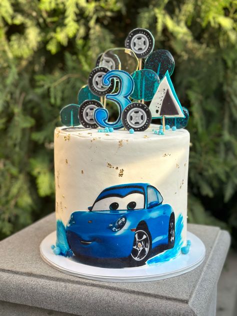 Car cake, blue cake Car Themed Cakes Boys, Blue Car Cake, Car Cake Design For Boys, Car Theme Cake Boys, Birthday Cake For Son, Car Cakes For Boys, Cars Cake Design, Cake For Boy, Gym Cake