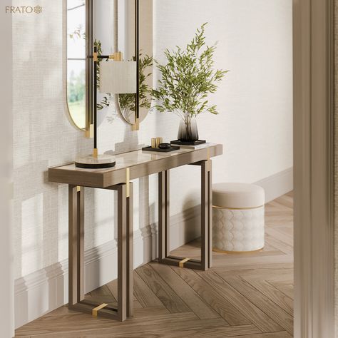 Frato Interiors, Luxury Console, Console Table Styling, Console Table Design, Luxury Furniture Brands, Chic Spaces, Modern Console, Entry Table, Room Interior Design