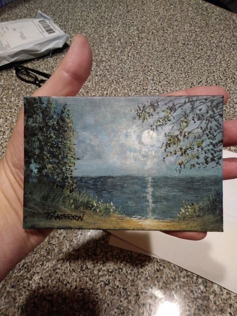 What To Paint Acrylic, 4x6 Acrylic Paintings, 4x6 Painting Ideas, Mini Oil Painting Ideas, Quick Painting Ideas, Mini Paintings Ideas, Moon Painting Acrylic, Painting With Acrylics, Pastel Sec