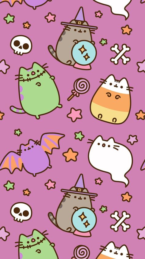 Halloween Pusheen, Pusheen Halloween, Iphone 8 Wallpaper Hd, Helloween Wallpaper, Halloween Wallpaper Iphone Backgrounds, Pusheen Cute, Halloween Wallpaper Backgrounds, Image Halloween, Halloween Wallpaper Cute