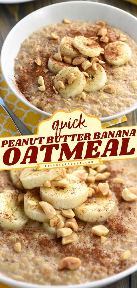 Quick Peanut Butter Banana Oatmeal Oatmeal With Banana, Peanut Butter Banana Oats, Peanut Butter Banana Oatmeal, Peanut Butter Breakfast, Homemade Oatmeal, Cinnamon Honey, Peanut Butter Oats, Instant Oatmeal, Peanut Butter Oatmeal