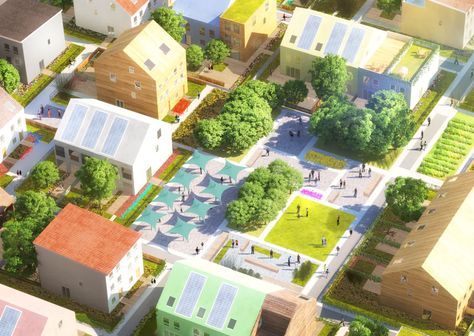 Image via MVRDV Residential Masterplan, Walkable Community, House On Stilts, Residential Development, Student House, Maputo, Social Housing, Real Estate Development, Private Garden