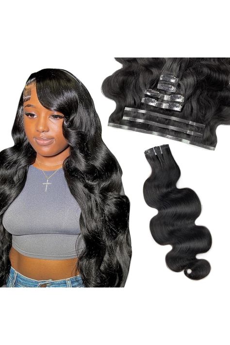 18 inch Seamless Body Wave Clip in Extensions Real Human Hair Extensions Clip Ins 110g 7pcs Seamless Clip in Hair Extensions Real Human Hair Thick Body Wavy Pu Clip Invisible #1B Natural Black Seamless Clip In Hair Extensions, Hair Extensions Clip, Real Human Hair Extensions, Clip In Extensions, Clip In Hair, Real Human Hair, Clip In Hair Extensions, Body Wave, Human Hair Extensions