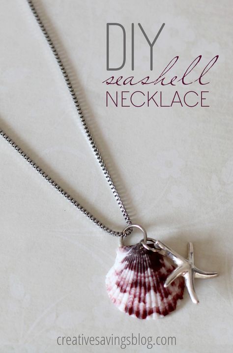 DIY Seashell Necklace | Make Your Own Seashell Jewelry Sea Shell Necklace, Diy Collier, Dainty Diamond Necklace, Floating Necklace, Seashell Jewelry, Triangle Necklace, Seashell Necklace, Seashell Crafts, Beaded Jewelry Patterns