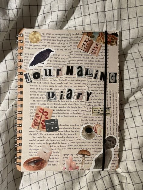 Cool Diary Covers, Open Diary Aesthetic, Ideas For Diary Cover, Cover Page Ideas For Journal, Cool Diary Ideas, Teenage Journal Aesthetic, Secret Diary Aesthetic Ideas, Writing A Diary Aesthetic, Aesthetic Journal Pages Drawing