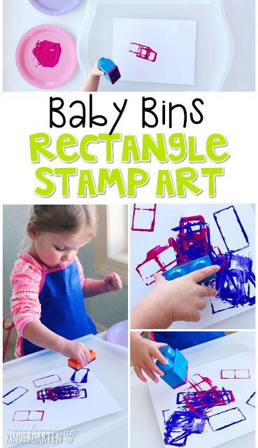 Baby Bins: Rectangles - Mrs. Plemons' Kindergarten Rectangle Craft Preschool, Rectangle Art Preschool, Rectangle Activities For Toddlers, Rectangle Painting Ideas, Rectangle Crafts For Toddlers, Rectangle Crafts For Preschool, Rectangle Activities For Preschool, Rectangle Shape Activity, Rectangle Craft