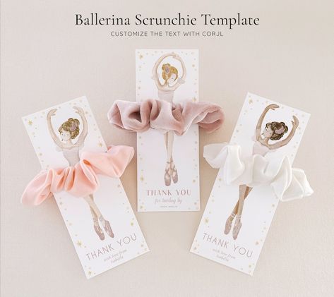 Ballerina Scrunchie Card Template, Ballet Dancer Party Favour, Editable Digital Download - Etsy Canada Ballet Party, Ballerina Birthday Parties, Ballerina Party, Ballerina Birthday, Classroom Gifts, Ballet Dancer, Super Simple, Birthday Theme, 3rd Birthday