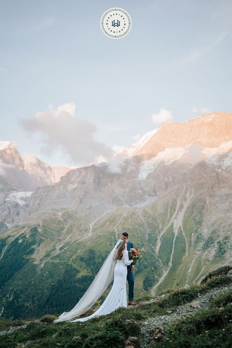 Get inspired by this destination wedding in the Swiss Alps. This multi-day Switzerland elopement included a hike deep in the mountains and breathtaking views. Photo by Made in the Mountains Photo. Switzerland Wedding Aesthetic, French Elopement Wedding, Swiss Alps Elopement, Swiss Alps Wedding, Swiss Elopement, Switzerland Elopement, Alps Wedding, Swiss Wedding, Switzerland Wedding