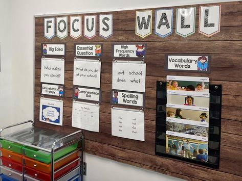 Wonders Focus Wall Kindergarten, Second Grade Focus Wall, Hmh Into Reading 1st Grade Focus Wall, Objective Wall Classroom, Hmh Into Reading 3rd Grade Focus Wall, Hmh Focus Wall 1st Grade, Hmh Into Reading 2nd Grade Focus Wall, Focus Board Classroom, Focus Wall First Grade