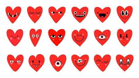 Heart Cartoon Character, Hearts With Eyes, Red Heart With Eyes, Heart Mural, Fonts With Hearts, Heart Monster, Symbol Cute, List Icon, Cute Heart Drawings