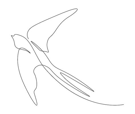 Single Line Animal Drawing, Single Line Bird Drawing, One Line Swallow Tattoo, Continuous Line Art Drawings, One Line Drawing Bird, Continuous Line Drawings, Line Bird Drawing, Swallow Outline, Bird Flying Drawing