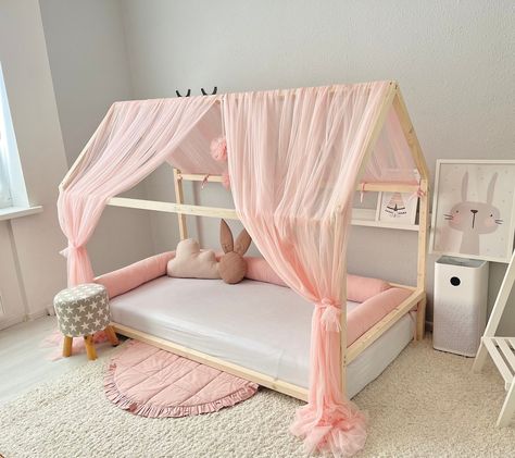 This Play Tents & Playhouses item by VigkidsPL has 11 favorites from Etsy shoppers. Ships from Poland. Listed on Mar 11, 2024 Bunk Beds With Canopy, Diy House Bed Canopy, House Bed Girls Room, Pink Toddler Bedroom, Toddler Girl Bedroom Ideas, Curtains For Bed, Pink Toddler Rooms, House Bed Canopy, Tulle Canopy