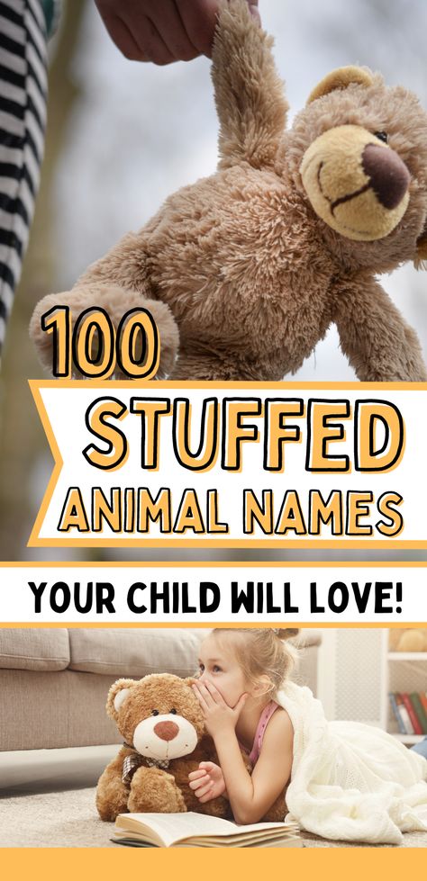 These teddy bear and stuffed animal name ideas will help your child choose the perfect name for their new stuffed friend! This stuffed animal name generator is to the rescue! Teddy Names Ideas, Cute Stuffed Animals Names, Stuff Animal Names Ideas, Build A Bear Names Ideas, Cute Names For Stuffed Animals, Stuffed Animal Names Ideas, Animal Name Ideas, Cute Names For Plushies, Teddy Bear Names Ideas