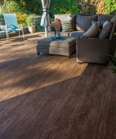 Birch Plank Waterproof Vinyl Decking by Tufdek Deck Flooring Ideas, Outdoor Vinyl Flooring, Vinyl Decking, Waterproof Vinyl Plank Flooring, Vinyl Deck, Deck Railing Design, Deck Flooring, Deck Colors, Porch Flooring