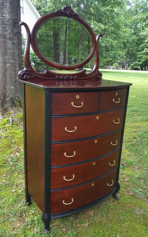 Antique Bow Front Dresser - After Redone Dressers, Remade Furniture, Bow Front Dresser, Dresser Redo, General Finishes, Furniture Rehab, Master Bed, Design Challenge, Master Bedding