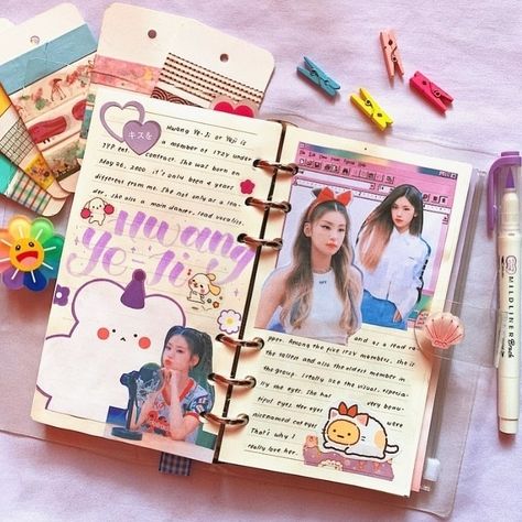 Itzy Journal, Kpop Scrapbook, Kpop Journaling, Widget Smith, Binder Journal, Journal Things, Bujo Journal, Binder Journals, Anime Journal