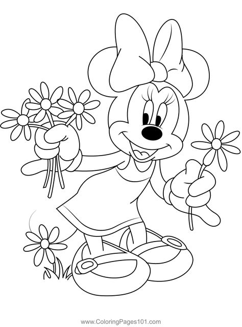 Minnie Mouse Flower Coloring Page Minnie Mouse Colouring Printables, Minnie Mouse Coloring Pages Free Printable, Minnie Coloring Pages, Drawing Minnie Mouse, Minnie Drawing, Coloring Pages Mickey Mouse, Free Printable Minnie Mouse, Minnie Embroidery, Minnie Mouse Printables