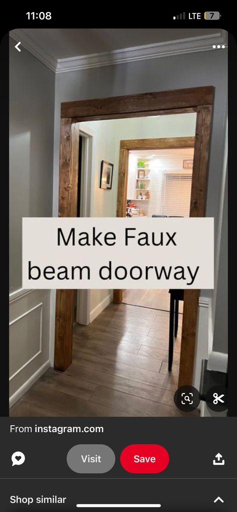 Diy New House Projects, Door Frame Without Door, Hallway Door Frame Ideas, Wood In Doorway, Doorway Beams Door Frames, Adding Hallway To House, How To Frame A Door Opening, Hallway Door Trim Ideas, Wood Frame Around Doorway