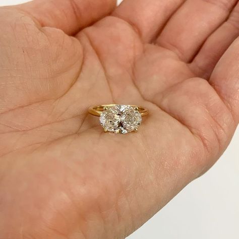 Parris (Gordon) Morris on Instagram: "Lab grown oval diamond, east/west set in 18k yellow. February 2022 💫" Oval East To West Engagement Ring, Sideways Oval Ring, East And West Engagement Ring, East To West Ring, East West Setting Engagement Ring, Easy To West Engagement Ring, East To West Oval Engagement Ring, East West Diamond Ring, East West Pear Engagement Ring