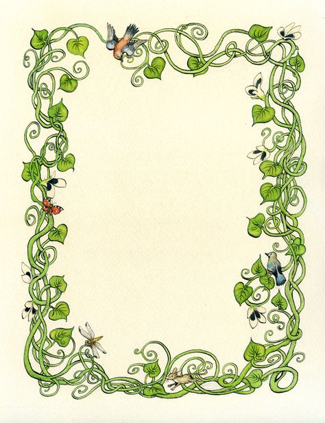 Fairy Lore, Vine Border, Scrapbook Frames, Illustrated Manuscript, Old Paper Background, Page Borders Design, Jack And The Beanstalk, Origami Paper Art, Page Borders