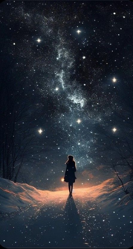 Looking Up, A Woman, Wallpapers, Iphone, Stars