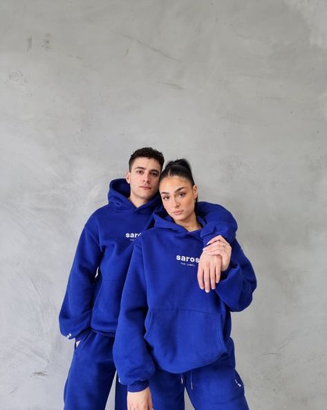 Saros The Label all blue unisex set Matching Sets Couples, Nike Matching Set Outfit Couple, Nike Matching Set Outfit, Matching Tracksuit Couple, Blue Joggers Outfit, Bonnet Nike, Ensemble Couple, Matching Hoodies For Couples, Matching Tracksuit