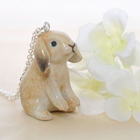 Rabbit Clay Earrings, Clay Rabbit, Bunny Clay, Clay Bunny, Lop Bunny, Lop Rabbit, Bunny Pendant, Rabbit Necklace, Bunny Jewelry