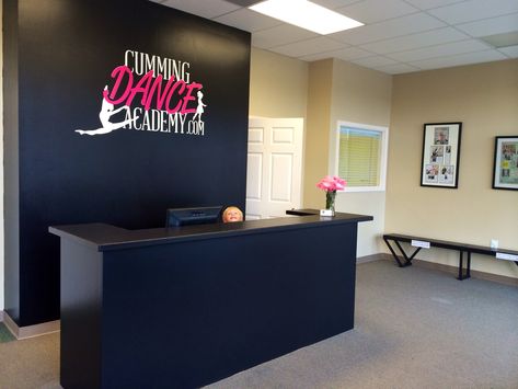 Ballet Dance Studio Design, Dance Studio Office Ideas, Dance Studio Entrance, Dance Studio Waiting Room, Dance Studio Open House Ideas, Dance Studio Reception Area, Dance Studio Design Interiors Modern, Dance Studio Lobby Waiting Rooms, Dance Studio Reception