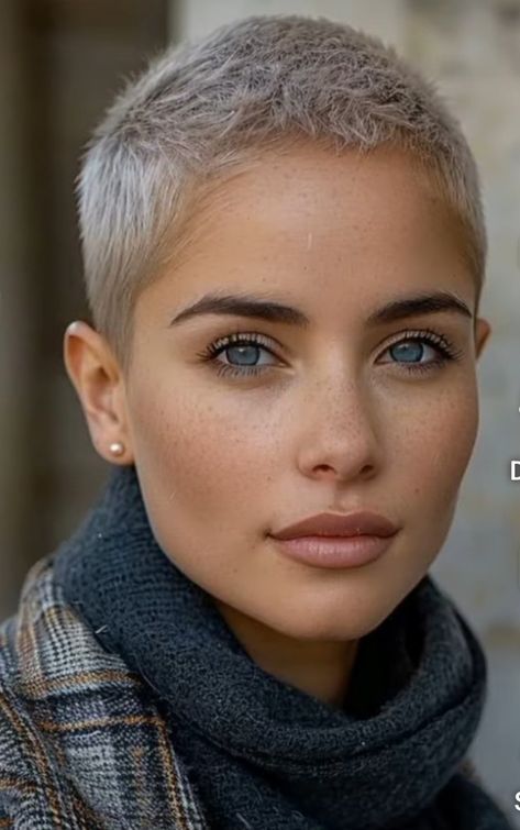 Short Hairstyle Asian Women Round Faces, Women Pixie Haircut Short Styles, Women Very Short Hair, Shave Head Women, Fade Women Haircut Shaved Sides, Pixie Haircut 2024 Trends Women, Buzz Cut Hairstyles Woman, Short Pixie Haircuts For Round Faces, Crew Cut Women