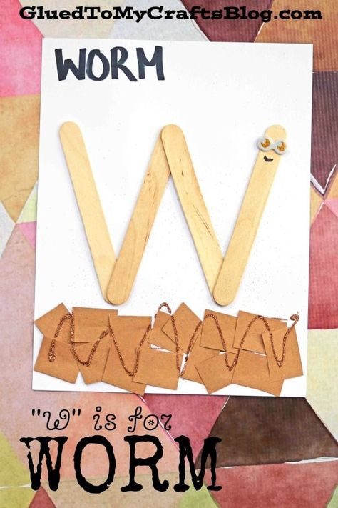 "W" is for Worm - Kid Craft Idea Letter Learning https://www.amazon.com/gp/product/B075C661CM W Is For Worm, Letter W Crafts, Letter W Activities, Preschool Letter Crafts, Prek Crafts, Alphabet Crafts Preschool, Abc Crafts, Alphabet Letter Crafts, Abc Activities