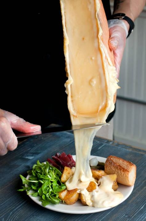 Raclette in the East Village Takes Melted Cheese to the Next Level - Grub Street Raclette Restaurant, Raclette Party, Raclette Cheese, Nyc Places, Nyc Eats, Alphabet City, New York Food, Appetizer Plate, Cheese Dishes