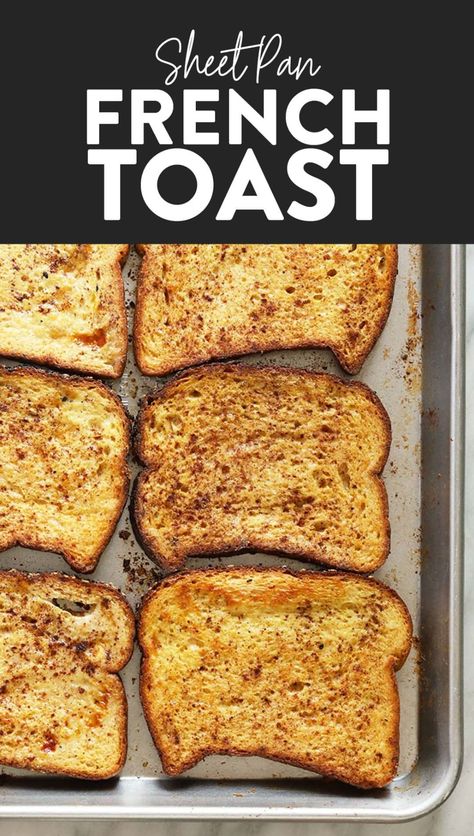 Sheet Pan French Toast, Pan French Toast, Crispy French Toast, French Toast Toppings, Oven Baked French Toast, Oven French Toast, Popular Breakfast Recipes, Make French Toast, Cinnamon French Toast