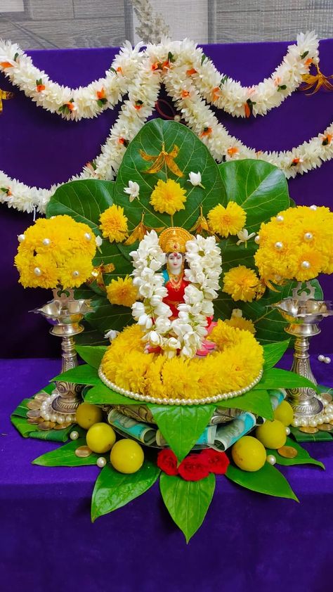 Sravana Masam Decoration, Sravana Sukravaram Decoration, Laxmi Pujan Diwali Decoration, Lakshmi Pujan Decoration, Mahalaxmi Decoration Ideas, Durga Pooja Decoration At Home, Durga Puja Decoration Ideas At Home, Lakshmi Decoration At Home, Diwali Lakshmi Pooja Decoration Ideas