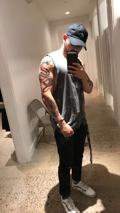 Man Snake Tattoo, Snake Around Arm Tattoo Men, Snake Tatoo Man, Snake Tattoos For Men On Arm, Snake Tattoos Men, Snake Tattoo Men, Men’s Snake Tattoo On Arm, Lil Rob, Time Piece Tattoo