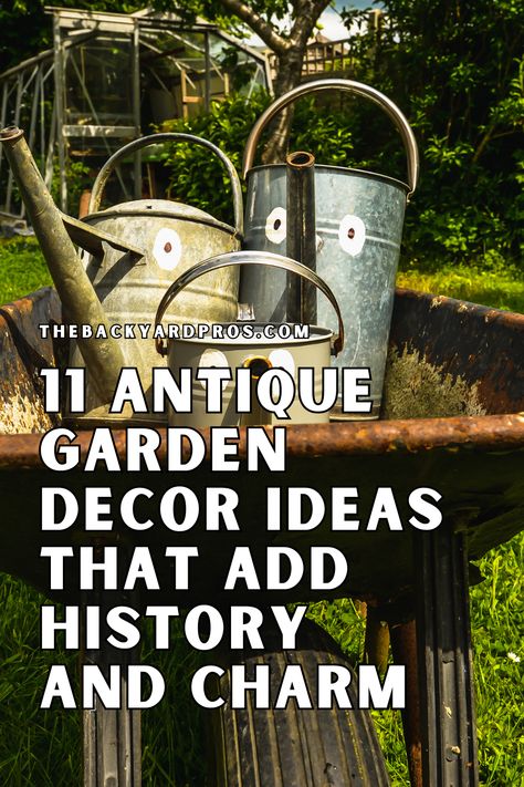 Create a vintage-inspired garden that turns heads! These 11 decor ideas will inspire you to bring old-world charm into your outdoor space. Plus, we’ll show you exactly where to find these treasures to complete your vintage garden design. Garden With Antiques, Antique Outdoor Decor, Landscaping With Antiques, Vintage Garden Decor Farmhouse Style, Country Garden Ideas Rustic, Victorian Garden Ideas, Primitive Garden Ideas, Antique Garden Decor, Rustic Yard Decor