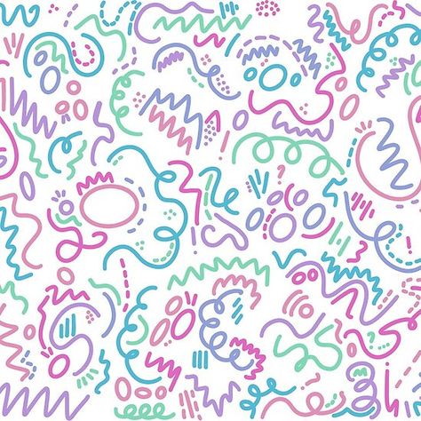 90S PASTEL SQUIGGLY DOODLE COLLAGE Squiggly Art, Doodle Collage, Redbubble Art, File Holder, Parking Spot, Pattern Inspiration, Collage Making, Tapestry Throw, Wall Art Canvas Prints