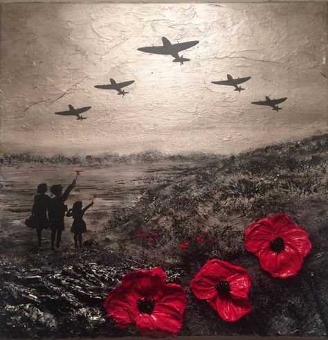 Spitfires and children painting  'For The Few' by Jacqueline Hurley  Poppy remembrance art Remembrance Day Pictures, Remembrance Day Quotes, Remembrance Day Posters, Remembrance Day Activities, Remembrance Day Art, Ww1 Art, Collection Prints, Remembrance Day Poppy, Remembrance Tattoos