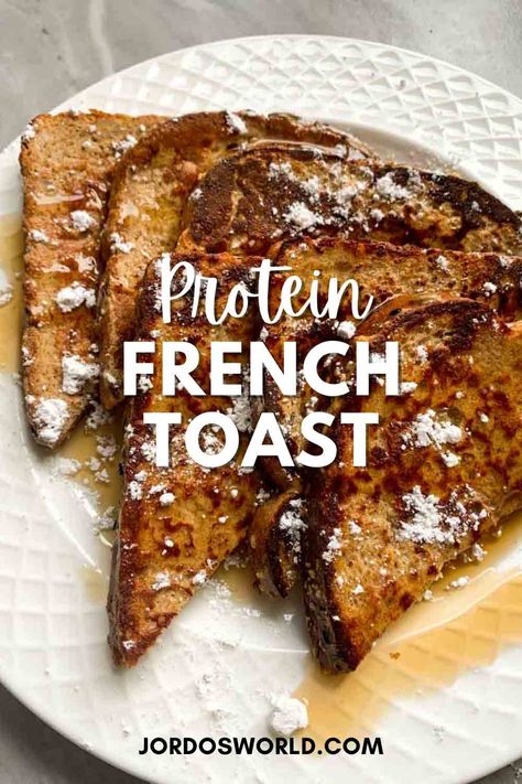 Perfecting French toast means mastering flavor and texture in a repeatable process: this recipe delivers on all fronts AND gives you 33g of protein while you’re at it. Healthy French Toast Recipe, Awesome French Toast Recipe, Protein French Toast, French Toast Batter, Healthy French Toast, Easy French Toast Recipe, High Protein Meals, Quick Protein, Make French Toast