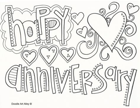 Anniversary Coloring Pages - Doodle Art Alley Anniversary Coloring Pages, Mom Coloring Pages, Happy Birthday Coloring Pages, Printable Anniversary Cards, Birthday Coloring Pages, Coloring Pages Inspirational, Happy Anniversary Cards, Anniversary Pictures, Music Tattoos