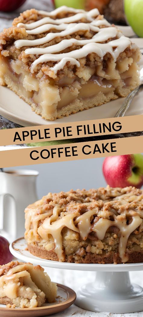 Indulge in the ultimate comfort treat with this Apple Pie Filling Coffee Cake! 🍎☕️ Combining the best of coffee cake and apple pie, this dessert features a moist, tender crumb, sweet, spiced apple filling, and a deliciously crunchy streusel topping. Perfect for breakfast, brunch, or dessert. Easy to make and impossible to resist! #CoffeeCake #ApplePie #DessertRecipe #Baking #ComfortFood#myskinnyrecipes Apple Pie Filling Coffee Cake, Pie Filling Coffee Cake, Apple Pie Filling Cake, Pie Filling Cake, Easy Apple Pie Filling, Filling Cake, Ms Recipes, Apple Pie Filling Recipes, Coffee Cake Recipes Easy