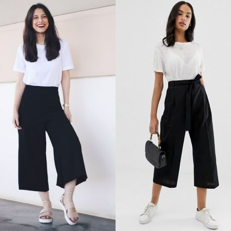 10 Ways To Style A Culottes! Back To Basics Part 3 – That Chic Fashion – Ankita Jaiswal Styling Culottes Summer, Culottes Pants Outfit, How To Wear Cullotes Outfit Classy, Summer Culottes Outfit, Style Black Culottes, How To Style Cullote Pants, How To Style Cullotes, Cullotes Pants Outfit, How To Style Black Culottes