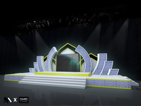 Stage design for Maolid Fair @ Krabi Church Design Sanctuary, Stage Backdrop Design, متحف فني, Stage Lighting Design, Concert Stage Design, Balloons Photography, Entrance Gates Design, Wedding Stage Design, Stage Set Design