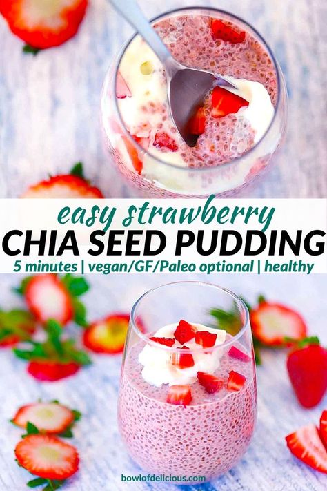 Strawberry Chia Seed Pudding, Strawberry Chia Pudding, Chia Pudding Recipes Healthy, Refined Sugar Free Desserts, Chia Seed Recipes Pudding, Chia Recipe, Chia Seed Recipes, Savory Pies, Chia Pudding Recipes