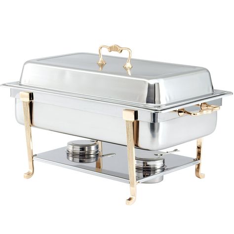 Vollrath 46050 9 qt. Classic Brass Trim Chafer Full Size Chafing Dish, Buffet Set, Pasta Pot, Food Warmer, Chafing Dishes, W Hotel, Warm Food, Buffet Food, Chefs Kitchen