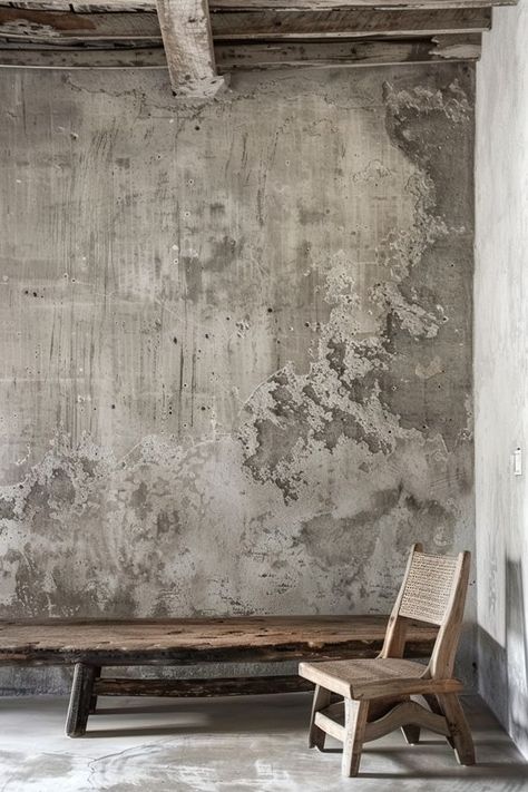 Embrace artistic imperfection with Wabi Sabi walls that celebrate the beauty of unique expression. Let the walls be a canvas for creativity and individuality. #ArtisticImperfection #WabiSabiWalls Concrete Look Painted Wall, Wabi Sabi Wall Texture, Concrete Effect Walls, Bathroom Stone Wall, Concrete Wall Design, Wabi Sabi Texture, Wabisabi Art, Wabi Sabi House, Wabi Sabi Interior