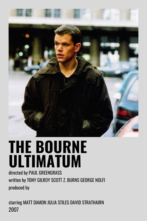 The Bourne Ultimatum Identity Movie, Jason Bourne Movie, Matt Damon Movies, Bourne Ultimatum, Film Collage, Bourne Identity, The Bourne Ultimatum, Minimalist Movie Posters, The Bourne Identity