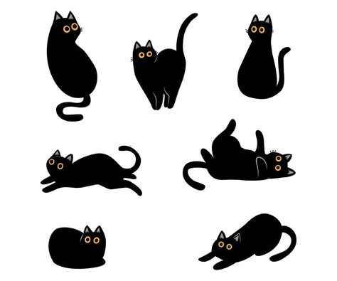 Silly Cats Drawing, Black Cat Clipart, Knitting Logo, Black Cat Cartoon, Cat Vector Illustration, Silhouette Chat, Cat Meowing, Black Cat Illustration, Holding A Sign