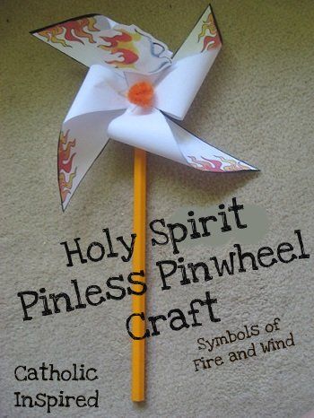 Pentecost Pin-less Pinwheel ~ Symbol of Fire and Wind - Catholic Inspired Pentecost Sunday School, Holy Spirit Craft, Pentecost Craft, Pinwheel Craft, Christian Ideas, Catholic Symbols, Pentecost Sunday, Sunday School Projects, Pin Wheel