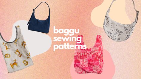 Baggu Inspired Sewing Patterns - since wen Easy Sew Patterns, Diy Baggu Bag, Sewing Purses Patterns Free, Sewing Pattern Bag, Bag Sewing Patterns Free, Free Patterns, Bag Sewing Patterns, Sewing Patterns For Beginners, Baggu Bag