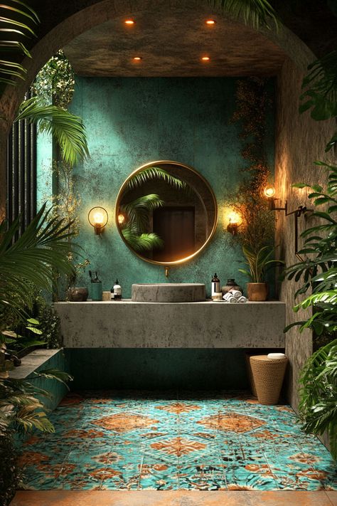 Explore beautiful and practical bathroom tile ideas to inspire your next renovation. From modern to traditional, find the perfect tile design for your space. Unique Bathroom Countertops, Wallpaper And Tile Bathroom, Tiles Design For Floor, Peacock Bathroom, Large White Tiles, Maximalist Bathroom, Green Subway Tile, Teal Tile, Practical Bathroom